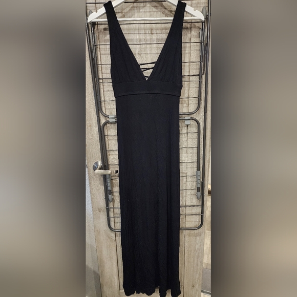 SKYE Annabella Maxi Dress Black Jersey Lace Up Back Stretch Medium - Picture 10 of 13